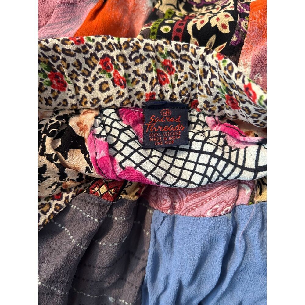 Sacred Threads Full Sweep Rayon Patchwork Patched Skirt Boho Hippy OS - Picture 4 of 5